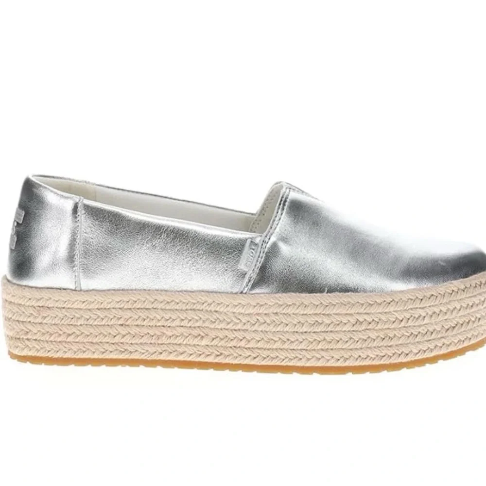 Silver Platform Espadrille Loafers - Picture 1 of 6